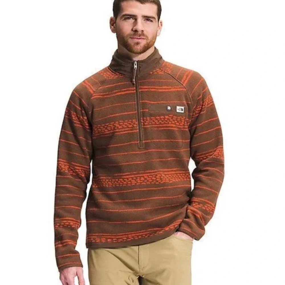 The North Face‎ Brown Striped Gordon Lyons 1/4 Zip Pullover Mens XXL Gorpcore